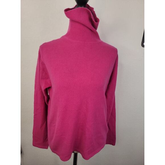 Valerie Stevens Sweater SZ S 100% Two Ply Cashmere Turtleneck Pink Magenta Vtg - Picture 3 of 11
